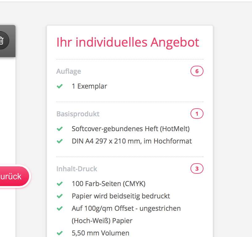 Dieses Bild zeigt ein Beispiel-Angebot, so wie es im Preisrechner beim erfolgreichen kalkulieren angezeigt wird.