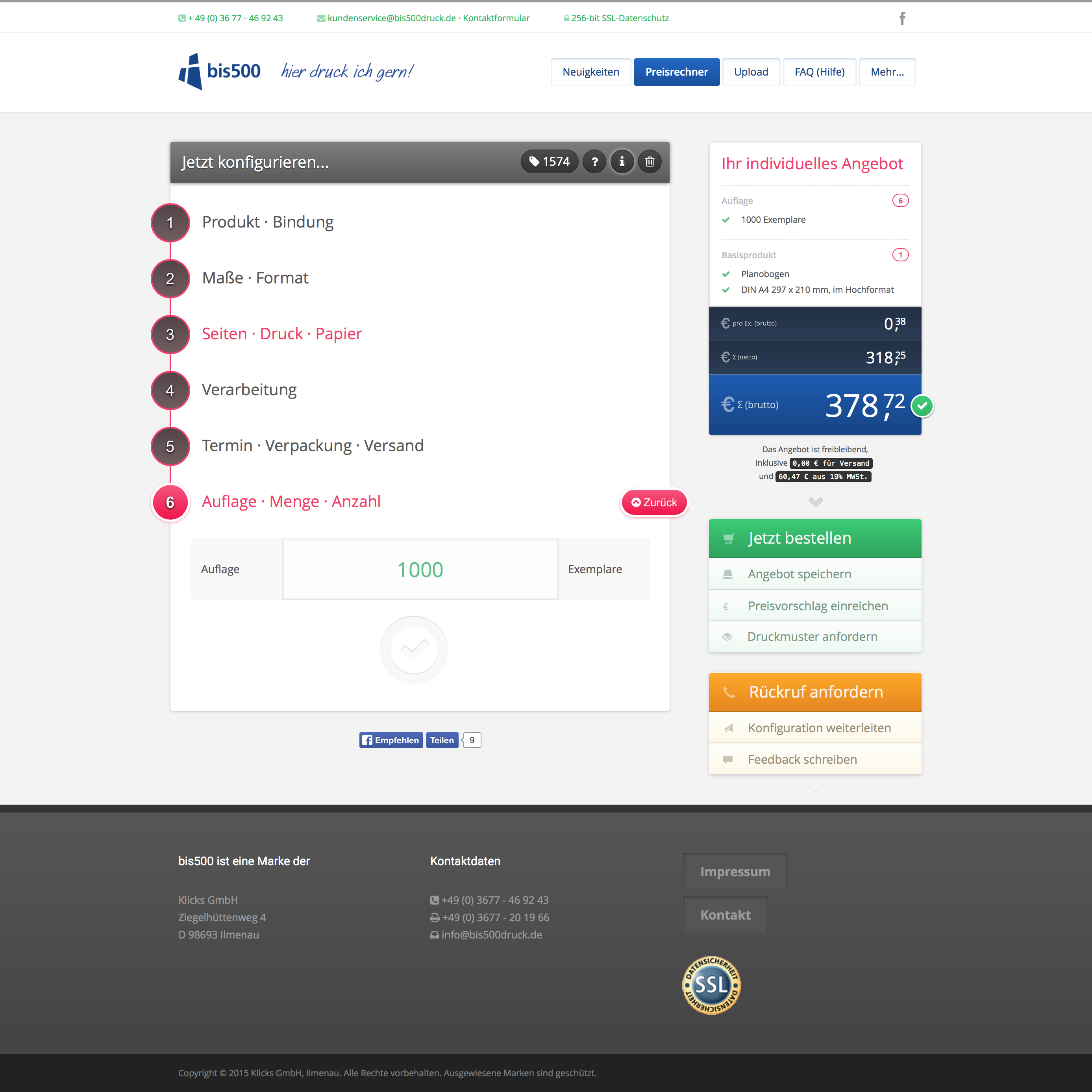 Preisrechner Kalkulator für Druckprodukte und andere Projekte von bis500